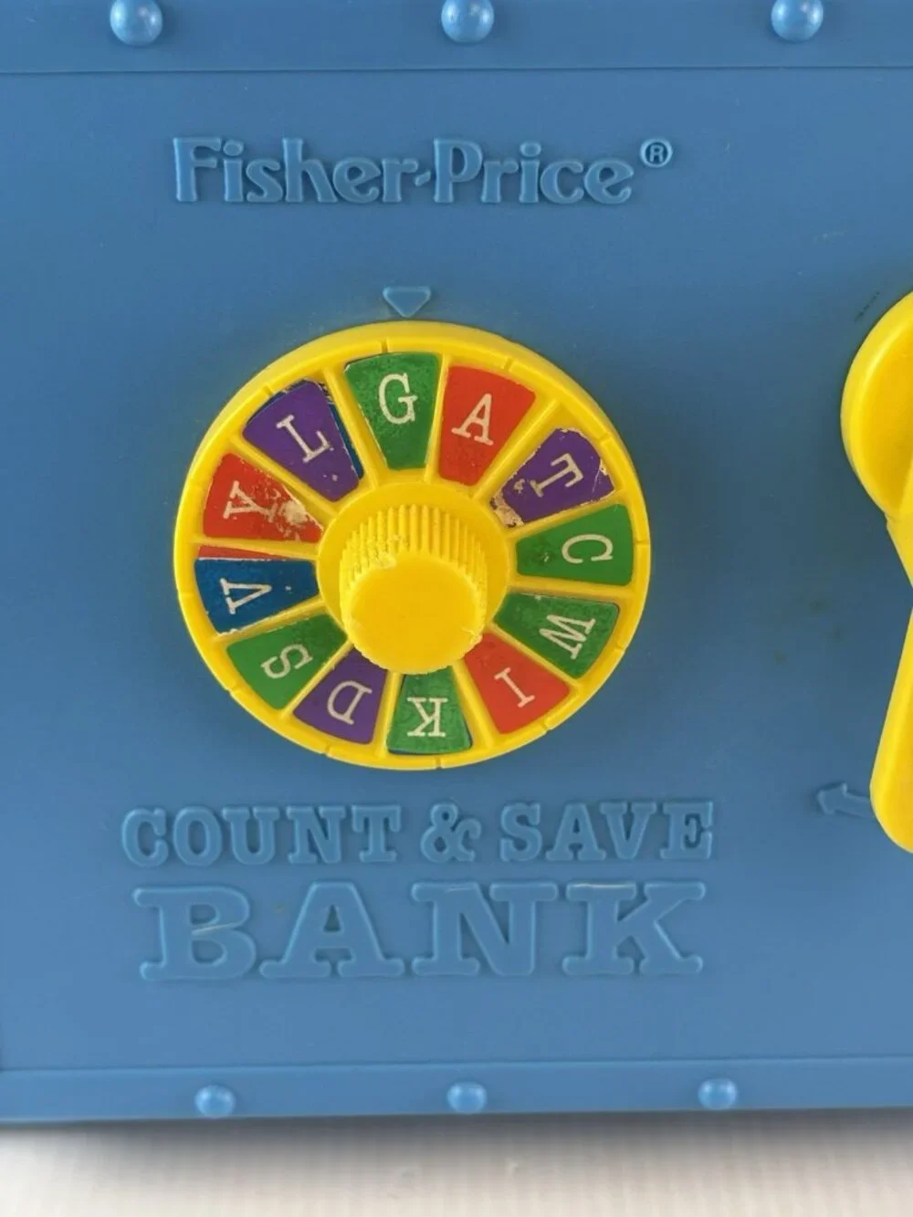 RARE Vintage 1989 Fisher Price Count & Save Bank/Safe Coin Sorting Toy Blue USA